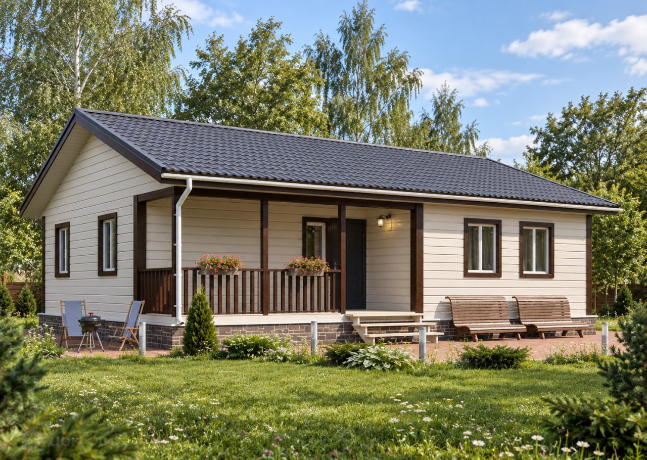 Home with dark metal tile roof
